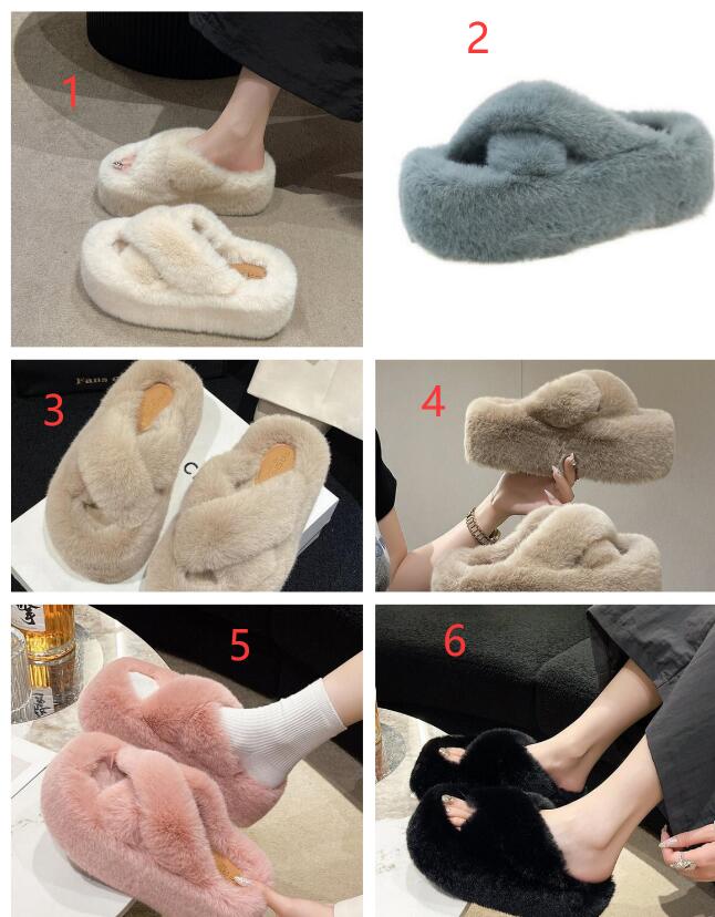 秋冬新作ふわふわファーサンダル保温厚底スリッパ