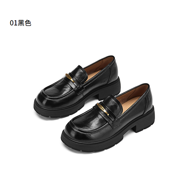 厚底 金具付き学院風厚底革靴