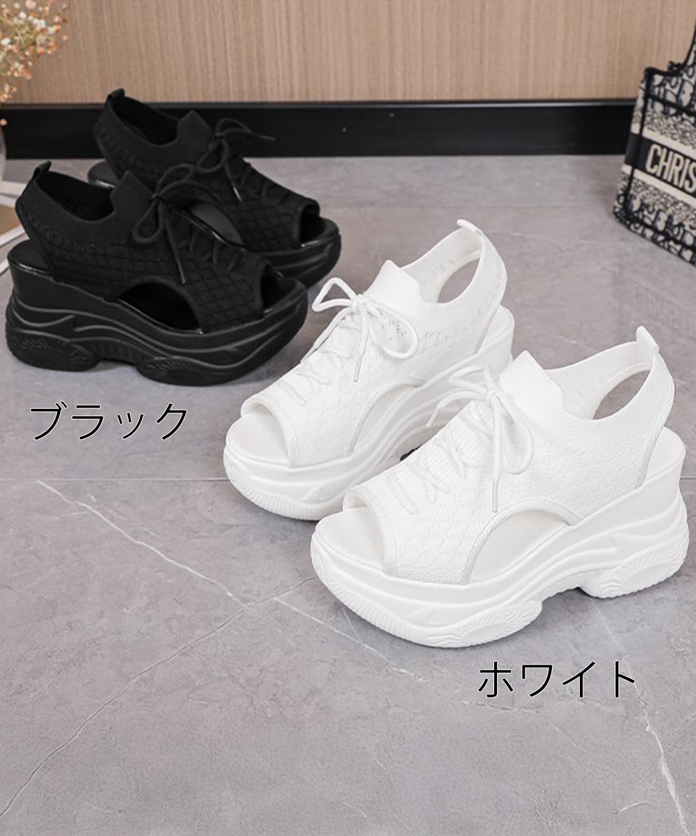 厚底ニットスポーツサンダル 夏用