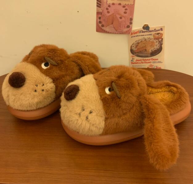 秋冬起毛あったか犬型ルームシューズ厚底室内履き