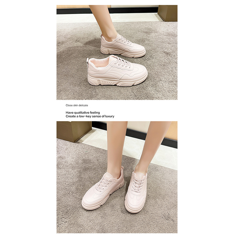 女性用厚底スニーカー紐靴通気性滑り止め弾力運動靴