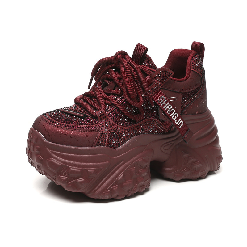 厚底 きらめくラメ素材のボリュームソール厚底スニーカー