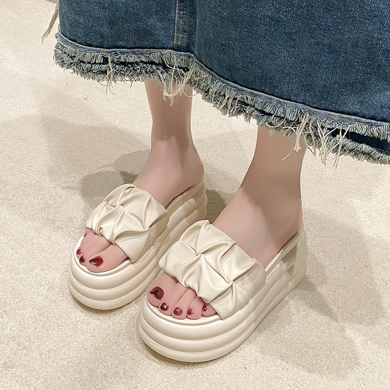 厚底商品 ギャザーリボン厚底サンダル