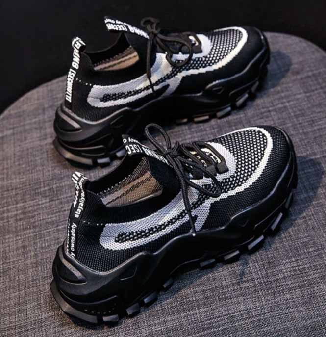 【通気メッシュ×美脚スタイルアップ×韓国系】6.0cm厚底スニーカー