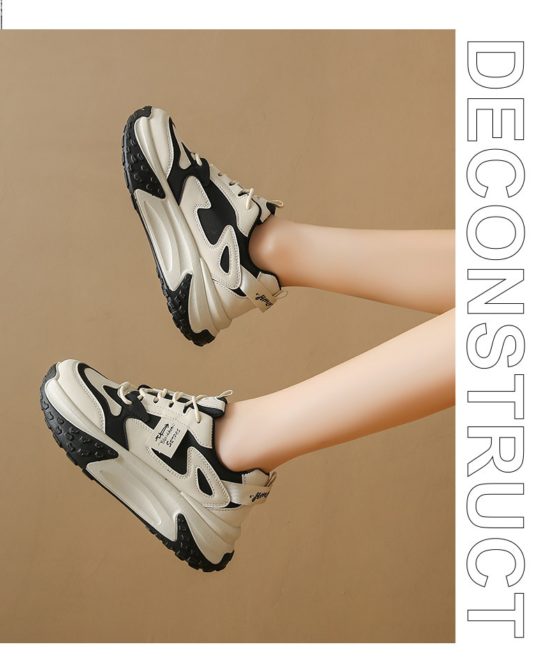 レディース厚底スニーカー紐靴ボリュームソール美脚効果