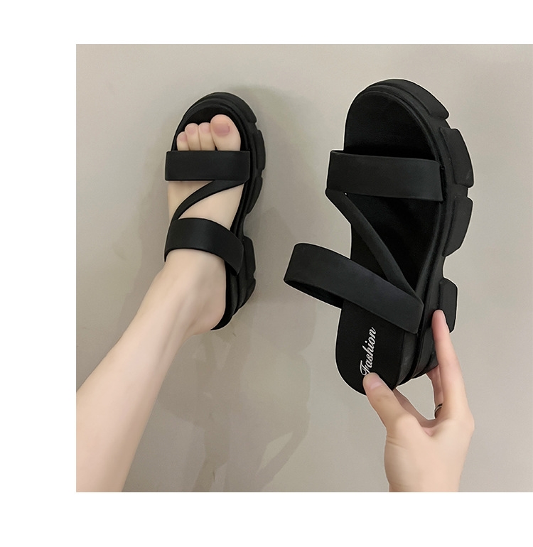 厚底 クロスストラップ厚底サンダル