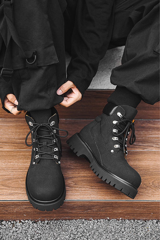 男女兼用ハイカット厚底作業靴 全3色 野外対応重厚ブーツ