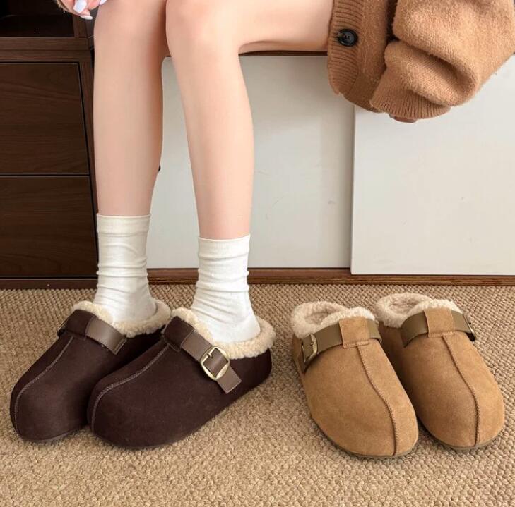 【あったか快適】裏起毛厚底サンダル（3cm・秋冬つっかけ・お出かけ用）