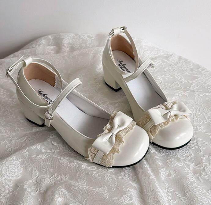 【姫かわエレガント】レース合皮厚底パンプス（6cm・乙女系）