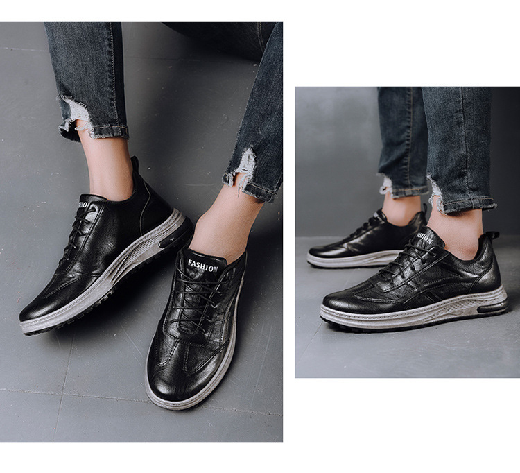 男性用厚底スニーカー 軽量通気性紐シューズ