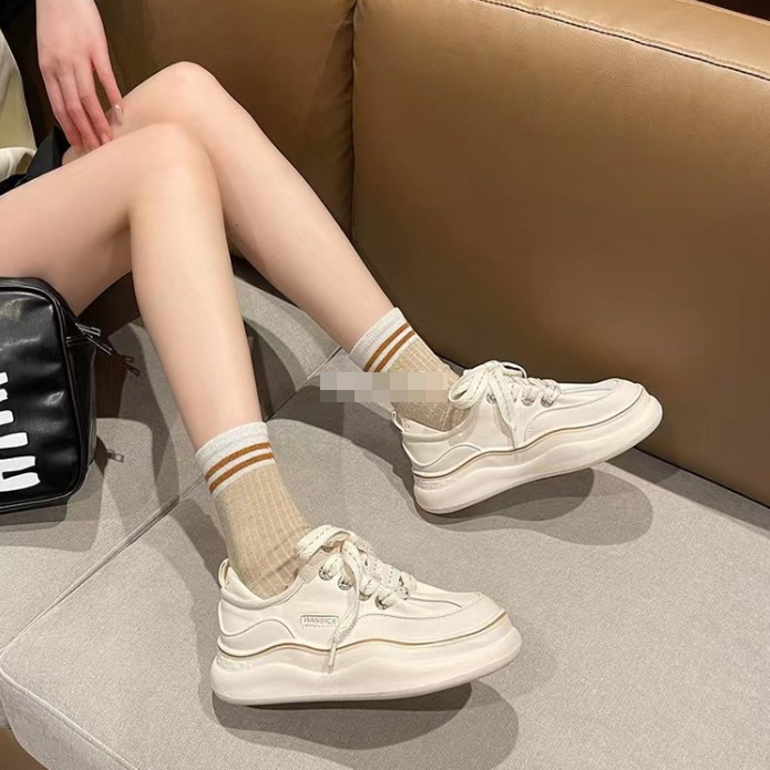 【白スニーカー×美脚スタイルアップ×韓国系】5.0cm厚底スニーカー