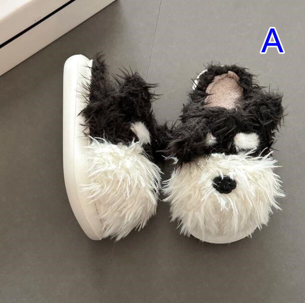 【ふわふわ暖か】犬モチーフ厚底ルームシューズ（4cm・もこもこファー・室内履き）