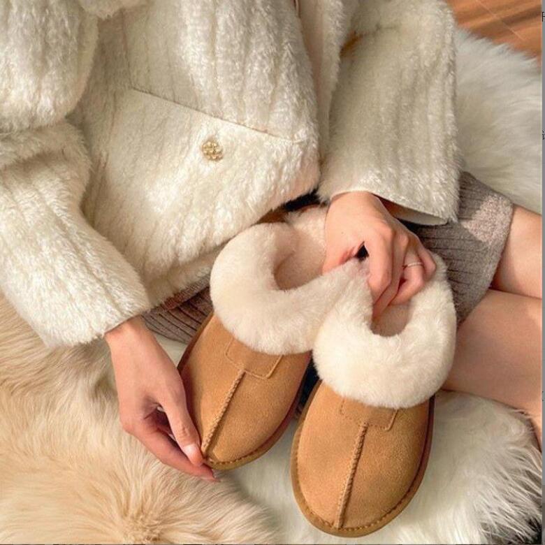 厚底ムートンルームシューズ 冬用もこもこ暖かいスリッパ