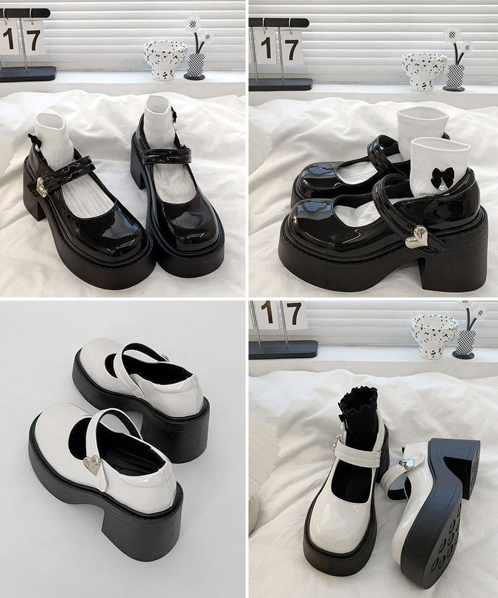 厚底ローファー 学院風 美脚効果 太ヒール レディース靴