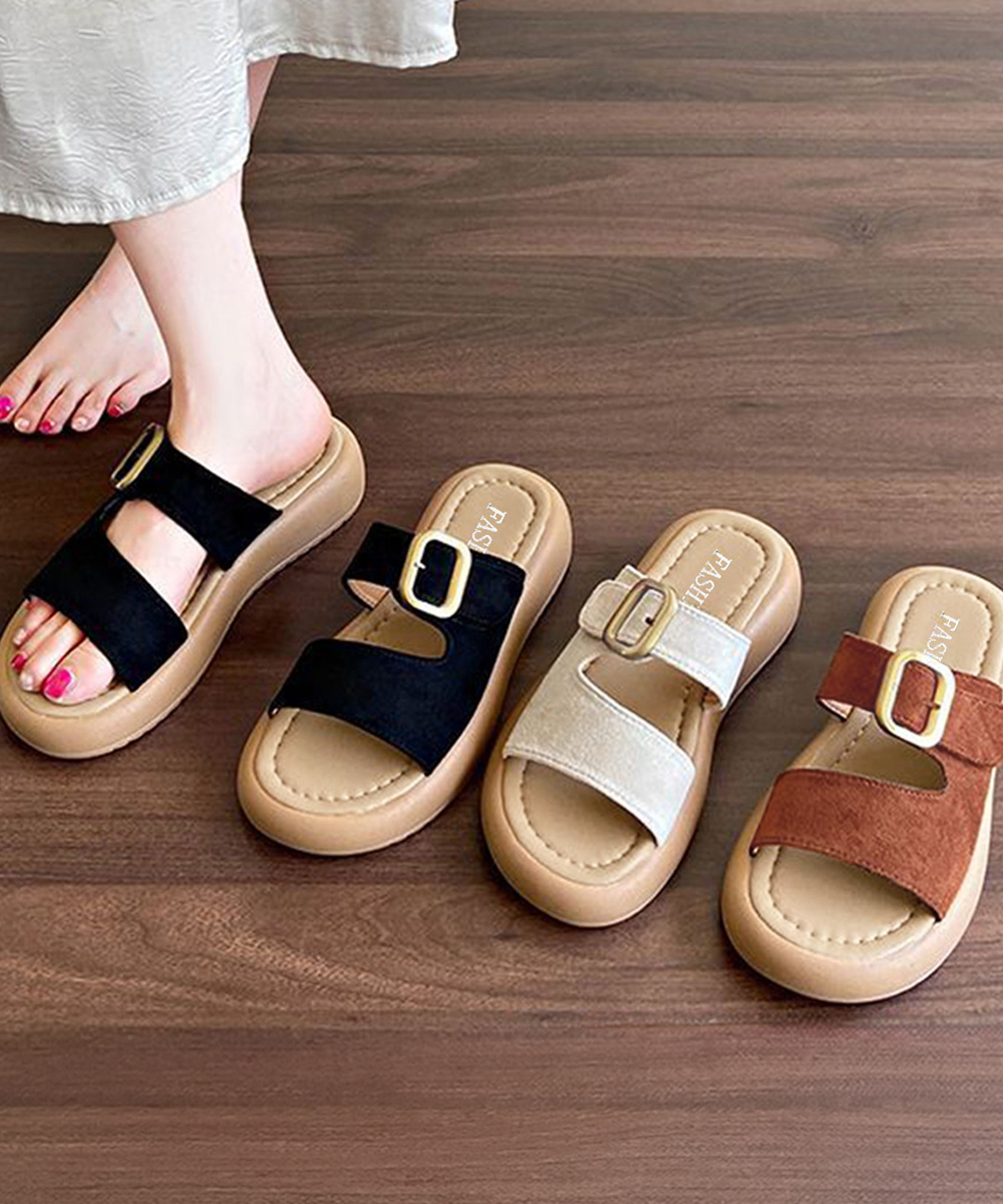 +3cm厚底サンダル レディース バックル付き 夏用
