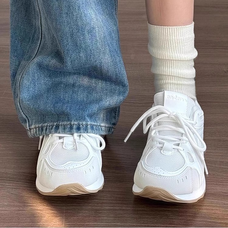 レディース厚底メッシュスポーツシューズ紐靴