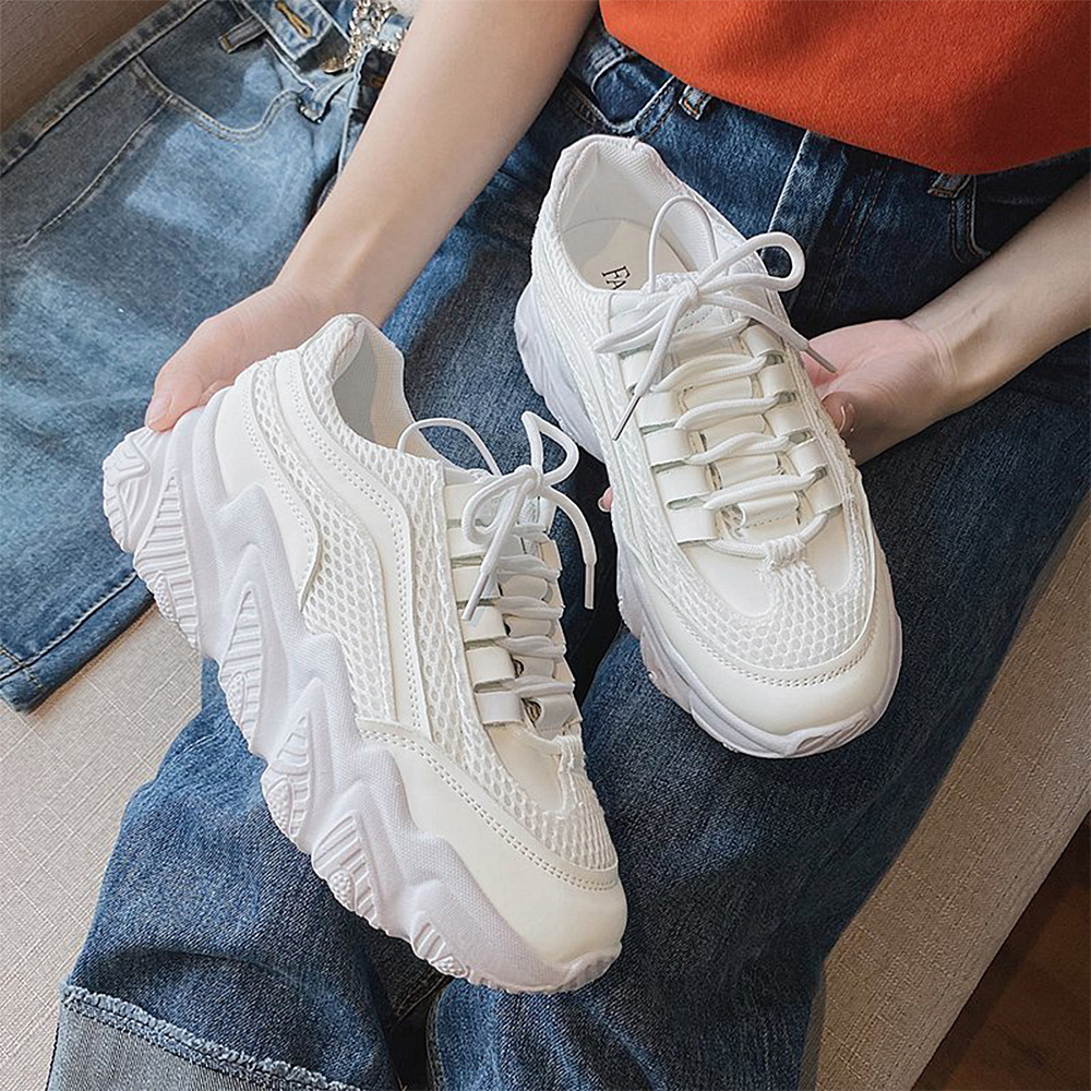 レディース厚底スニーカー韓国風スポーツシューズ