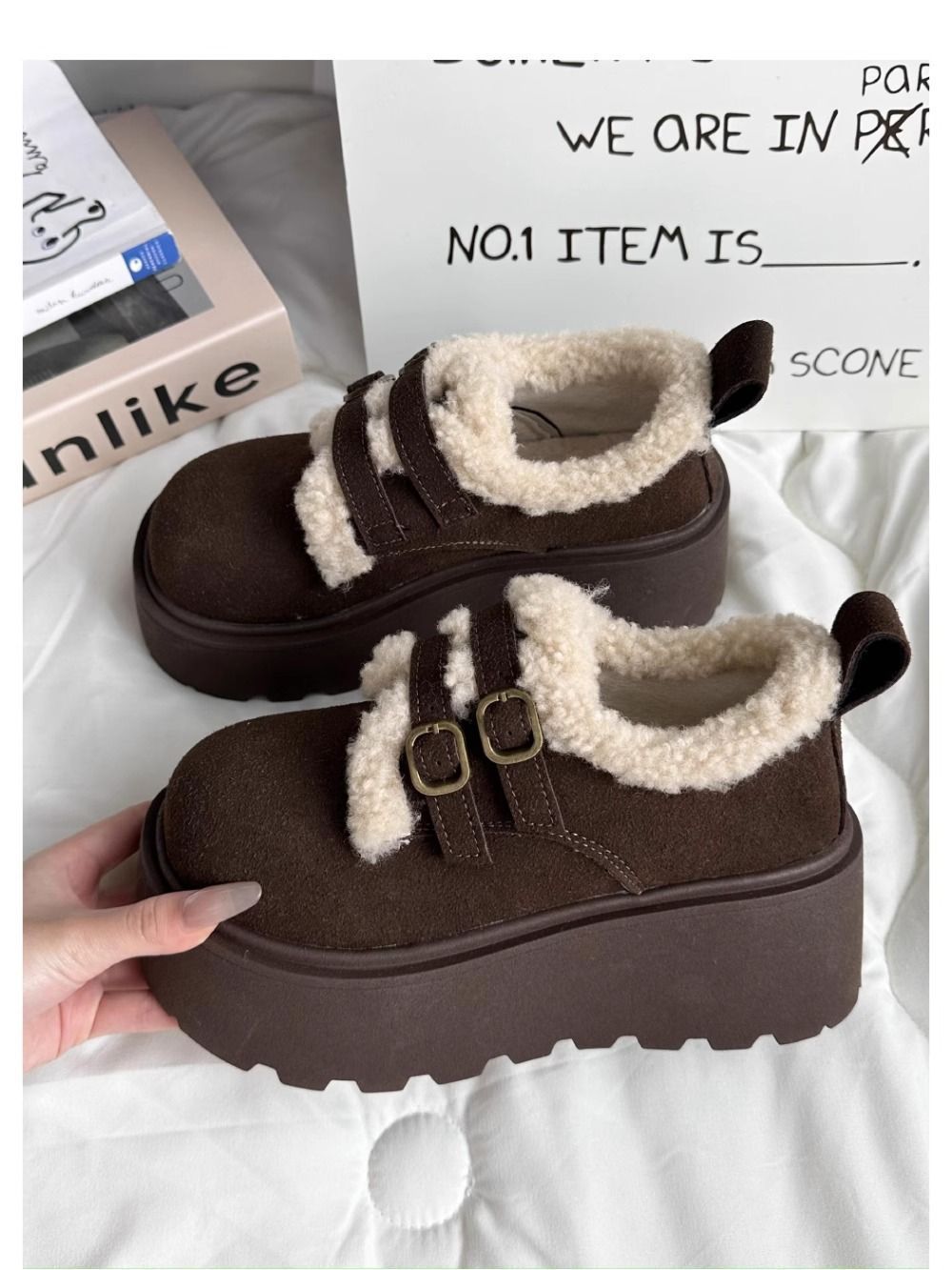 冬新作 裏起毛 防寒ブーツ 厚底 もこもこ 女性靴