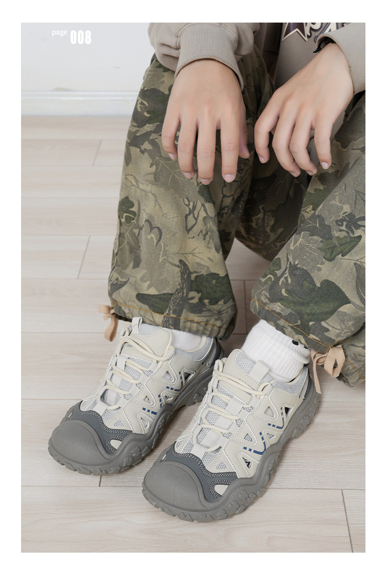 【立体成型ソール×通気メッシュ×韓国系】厚底アウトドアスポーツシューズ