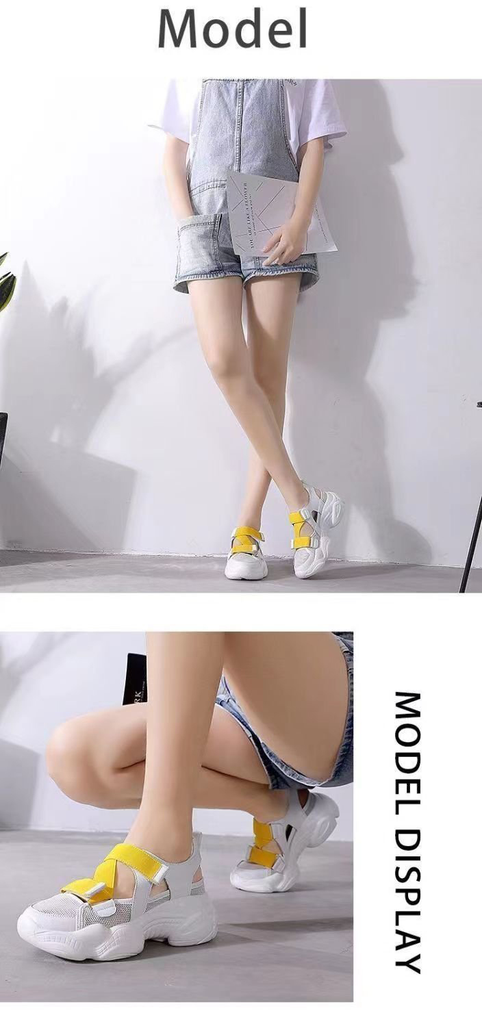 厚底７センチ スポーツサンダル 軽量通気性メッシュ