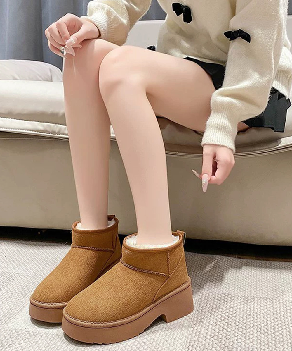 厚底もこもこムートンブーツ冬用保温ショート