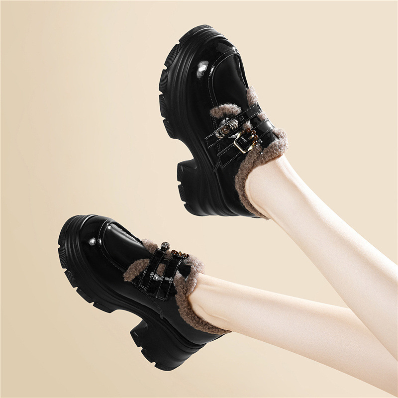 厚底 ボリュームソールもこもこファーショートブーツ