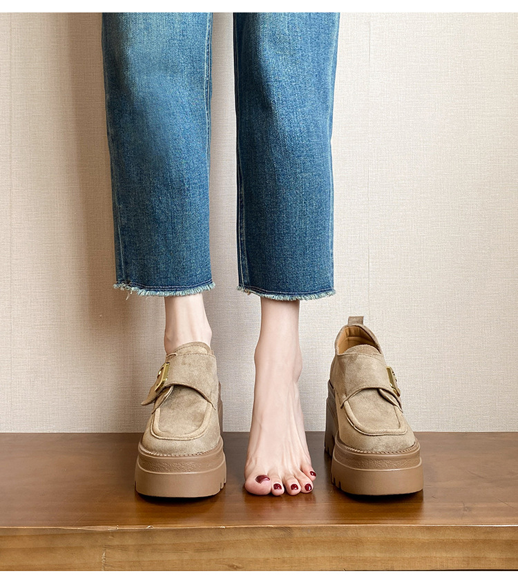 厚底 【金具ベルトデザイン × 脚長効果 × カジュアル系】13cm厚底ローファー