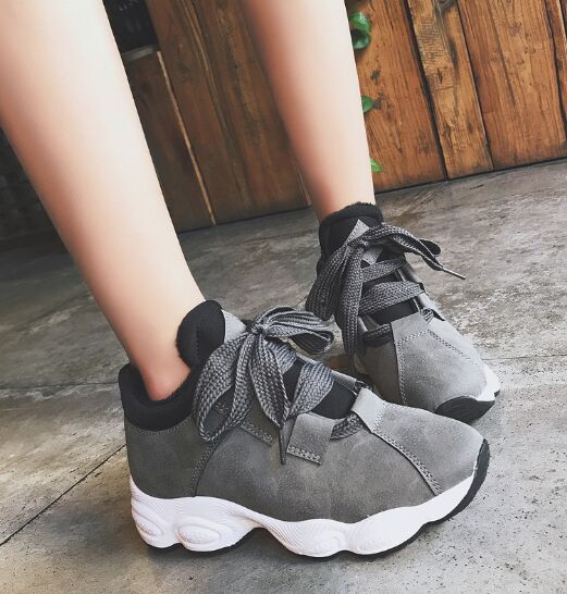 レディース厚底スニーカー裏起毛対応ローカット運動靴