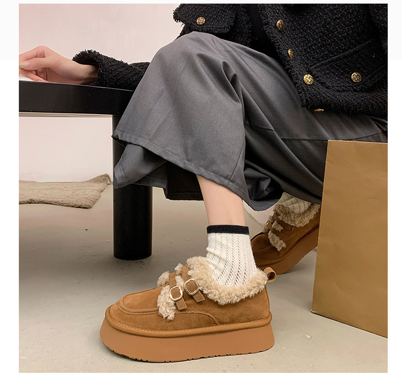 冬新作 裏起毛ブーツ 女性用 防寒厚底靴 もこもこ綿靴