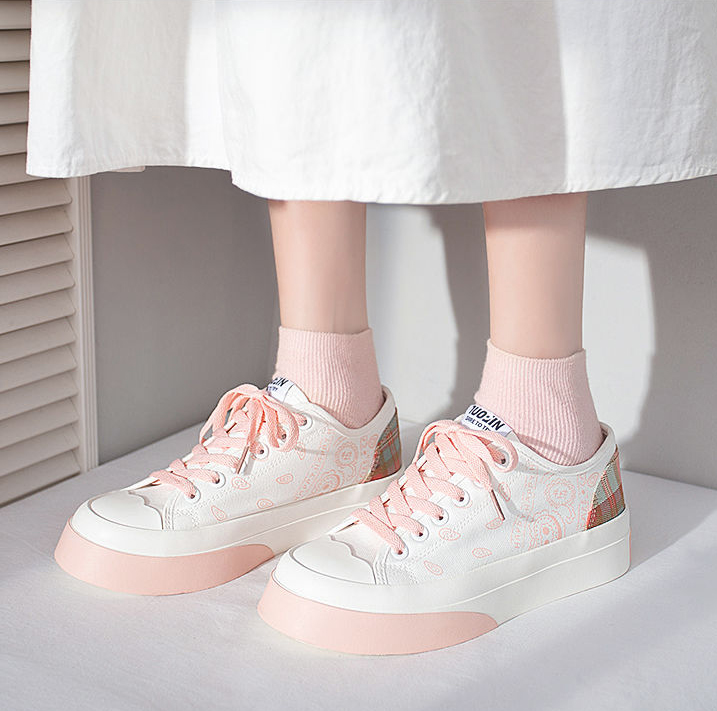 レディース厚底スニーカー紐靴白茶色可愛い脚長効果