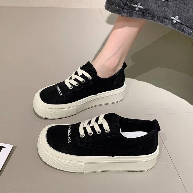 【白黒ツートン×美脚スタイルアップ×韓国系】4.5cm厚底スニーカー