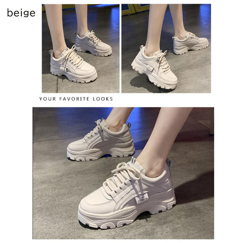 【シンプルデザイン×美脚スタイルアップ×韓国系】5.0cm厚底スニーカー