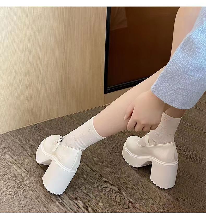 厚底 クラシカル厚底ストラップローファー