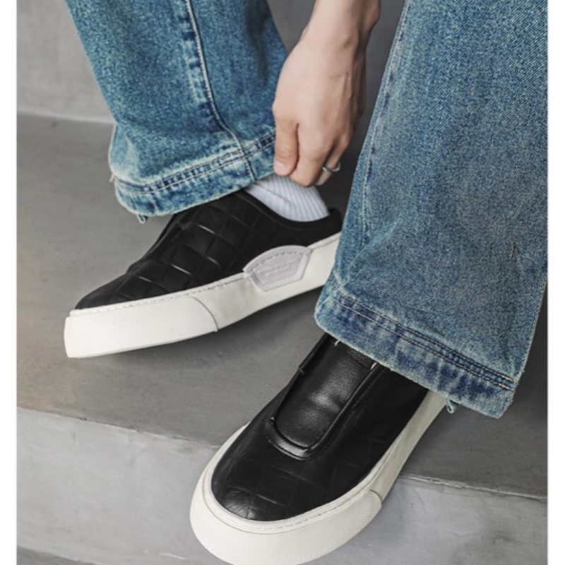 厚底スニーカー 合成革スリッポン 男性用靴