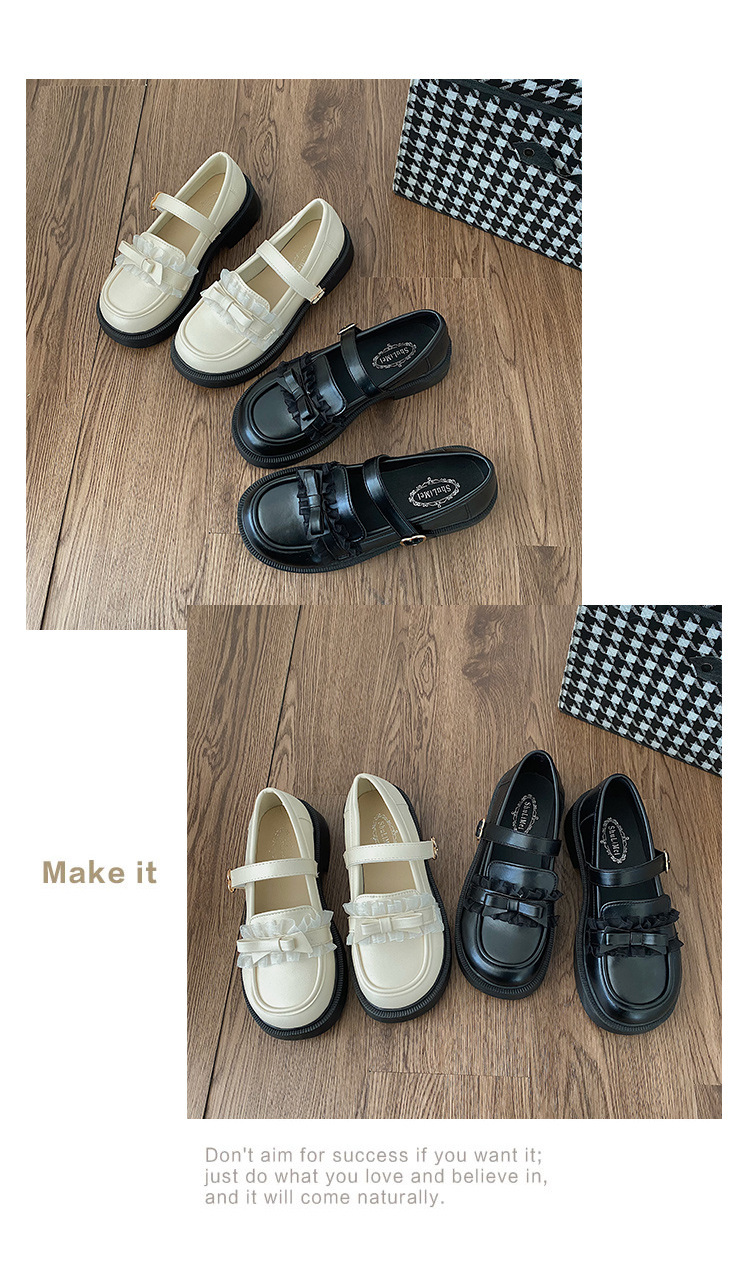 2024新作 厚底ローファー ストラップ付き 美脚効果 黒 ベージュ