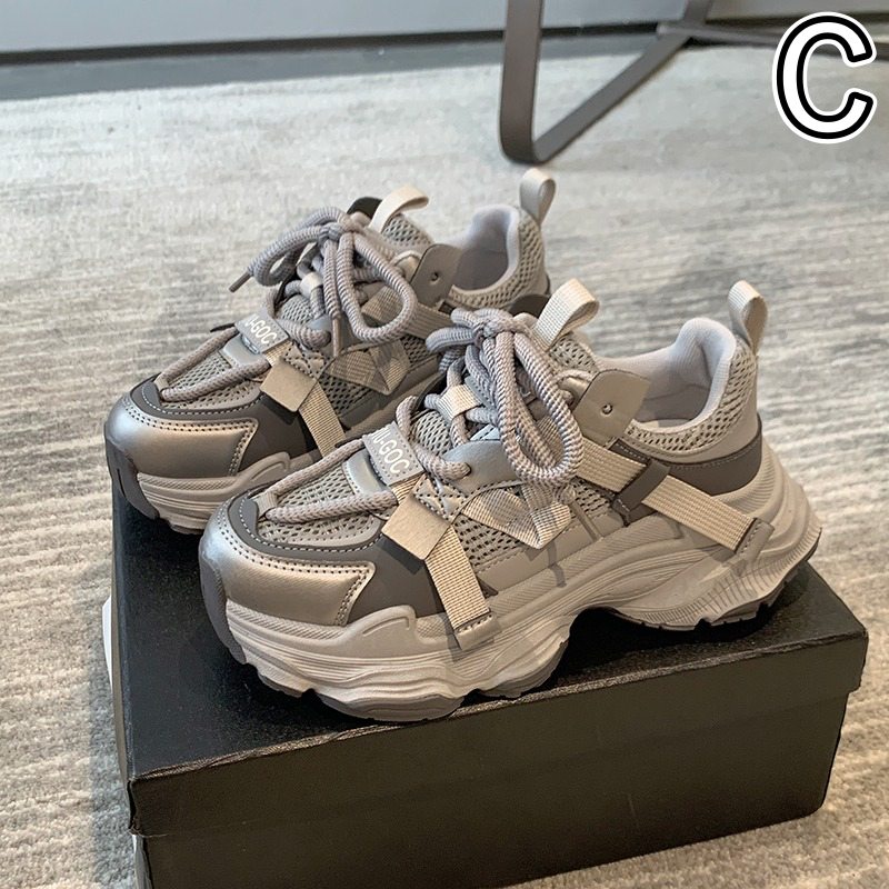 厚底メッシュスニーカー レディース 小柄さん向け運動靴