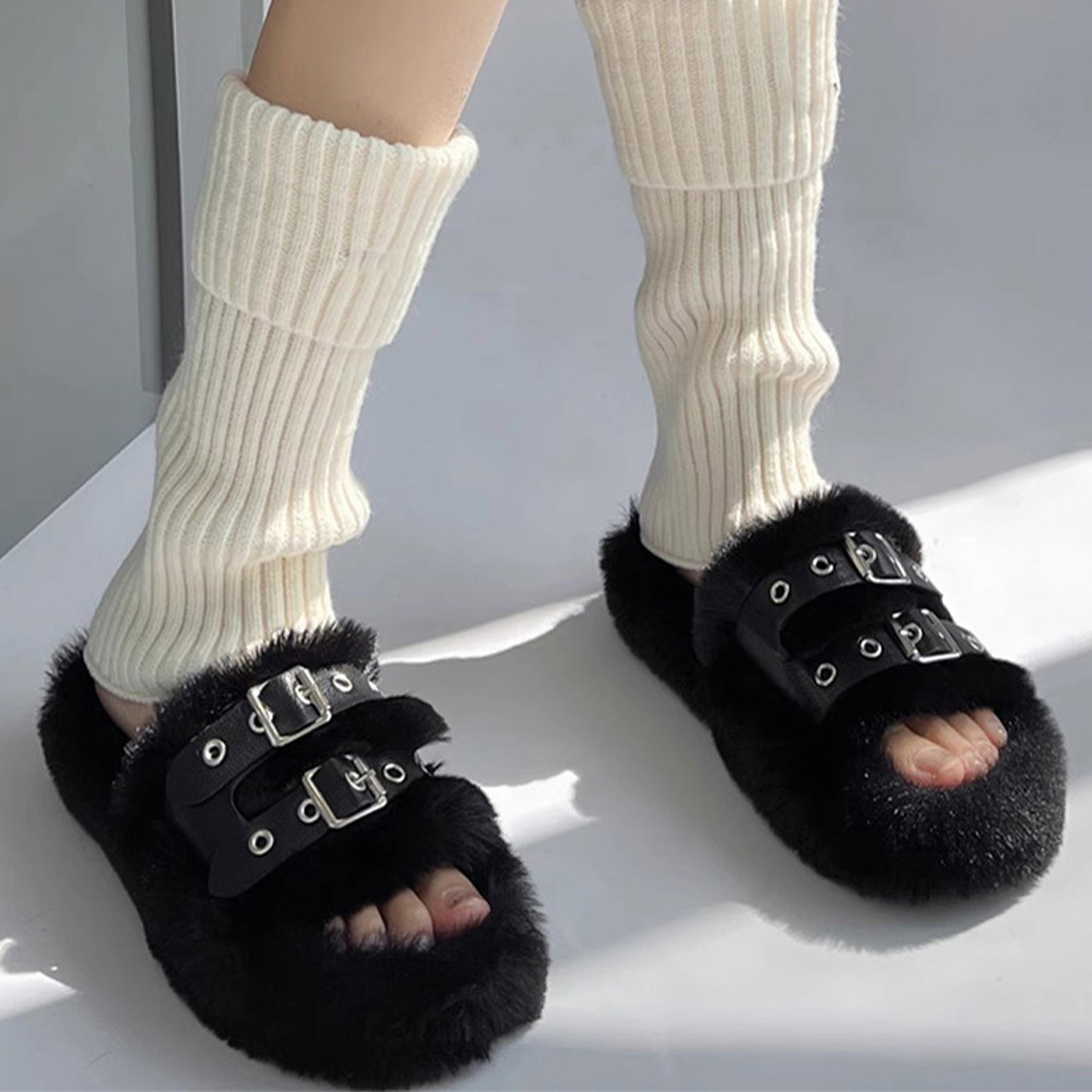 もこもこファーサンダル レディース 厚底ボアサンダル