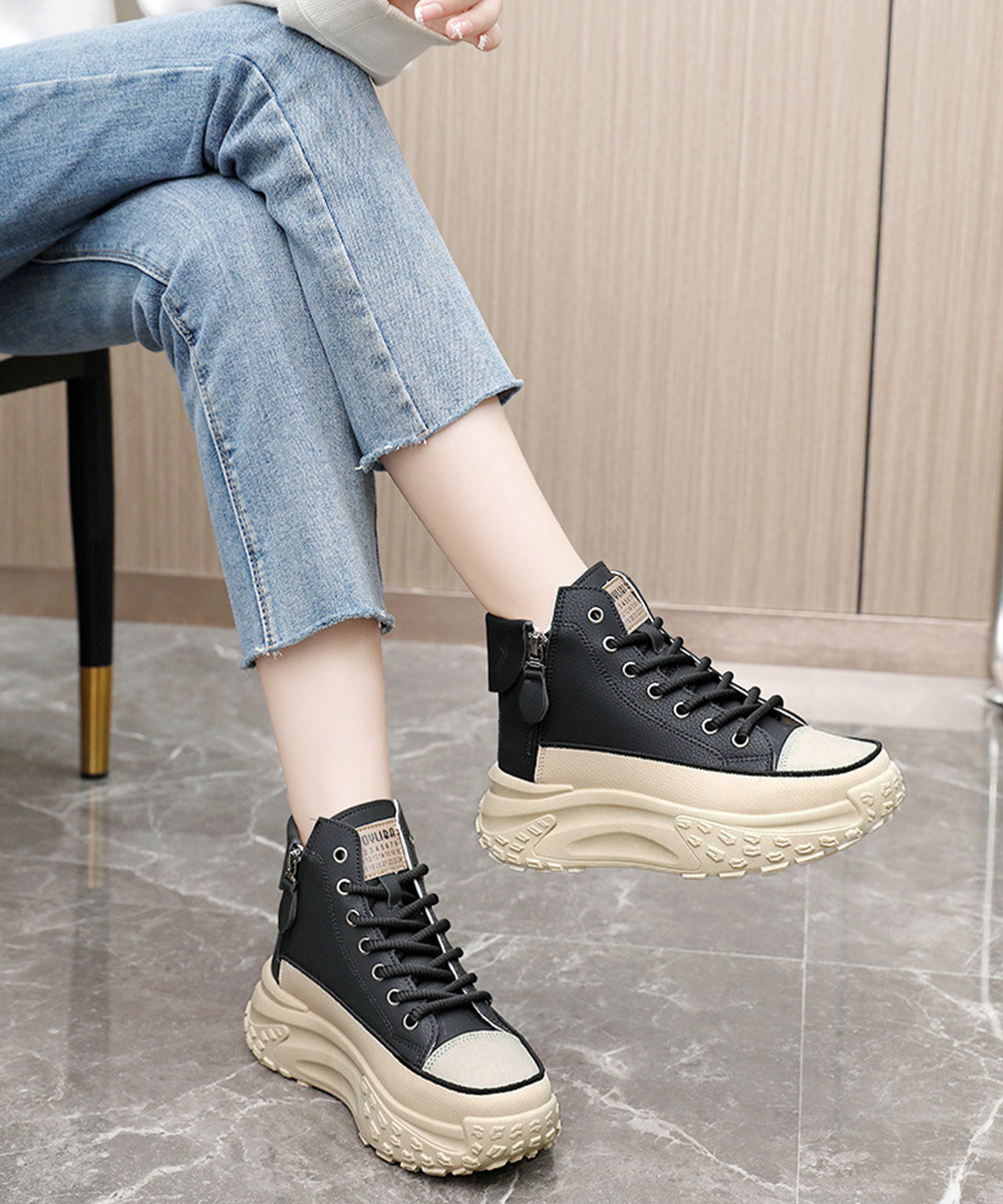 レディース ハイカット 厚底 紐付き スニーカー