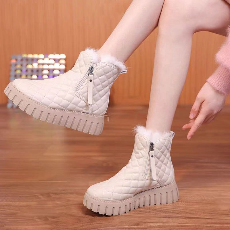 冬新作 裏起毛厚底ブーツ 美脚効果 婦人用短靴