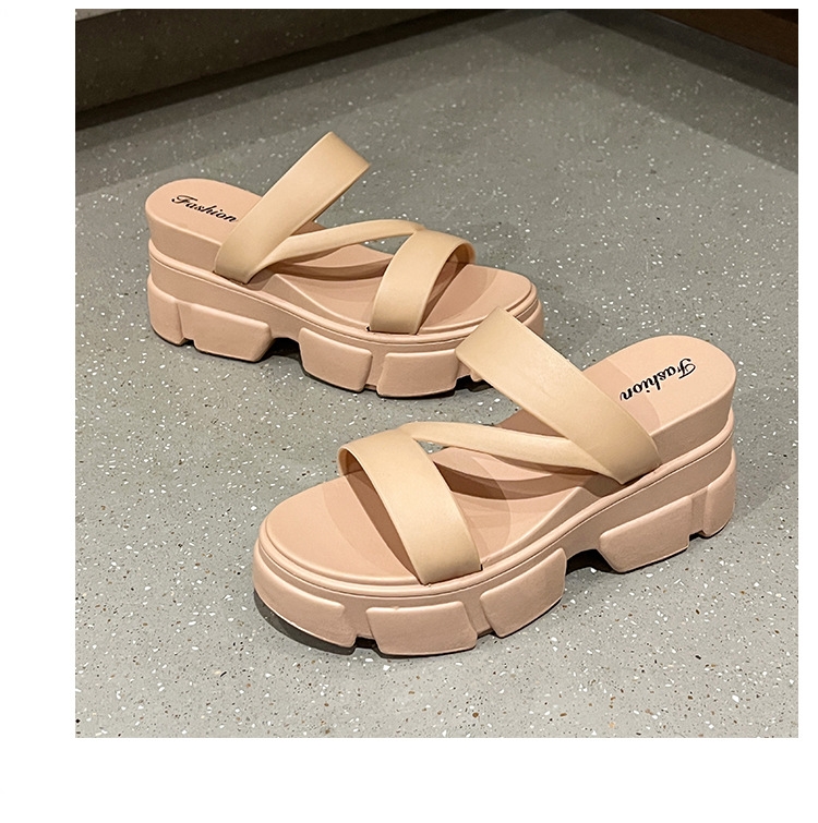 厚底 クロスストラップ厚底サンダル