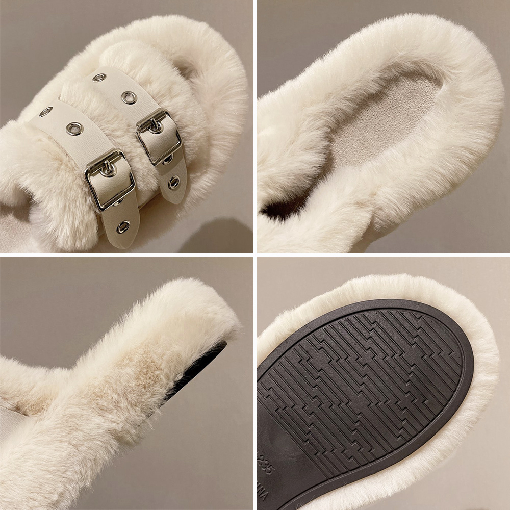 もこもこファーサンダル レディース 厚底ボアサンダル