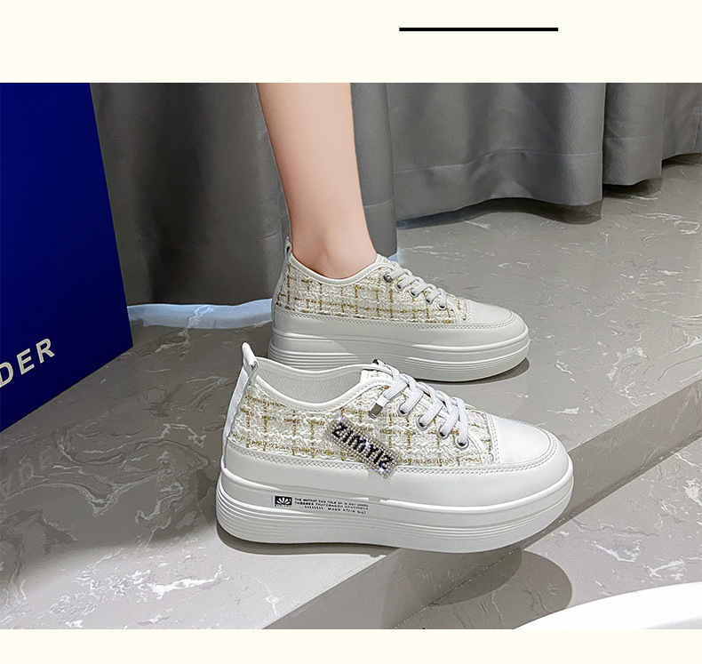 【ツイード調デザイン×6cm身長アップ×韓国系】6.0cm厚底スニーカー