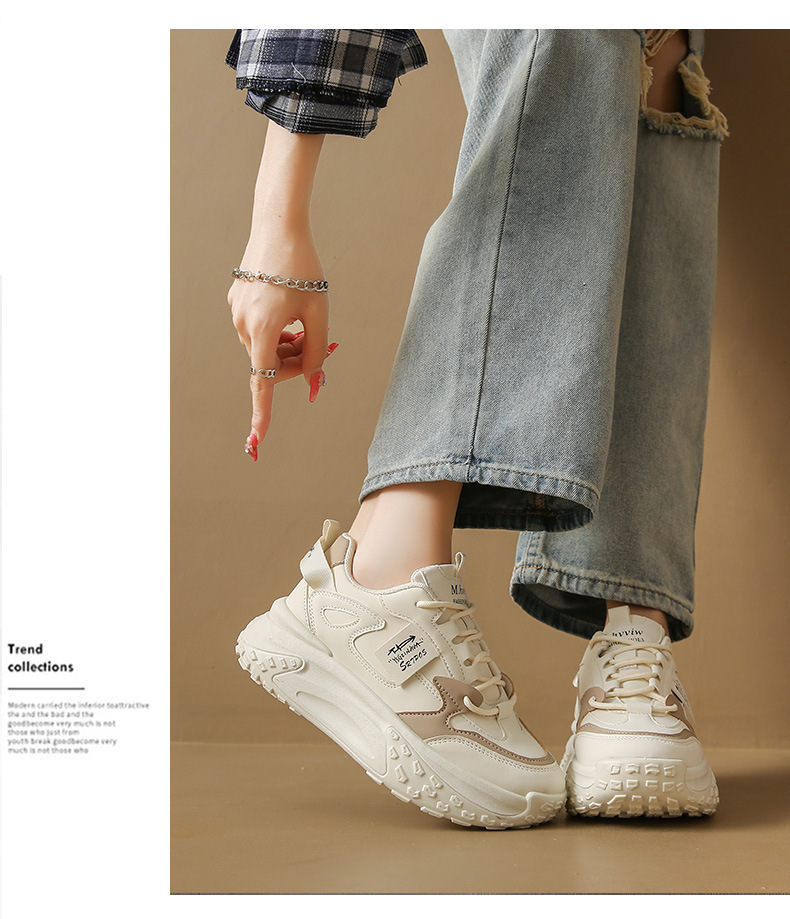 レディース厚底スニーカー紐靴ボリュームソール美脚効果