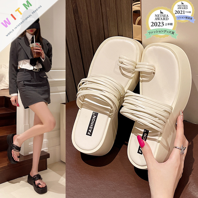 +6.5cm厚底サンダル レディース 歩きやすい 滑り止め 美脚効果