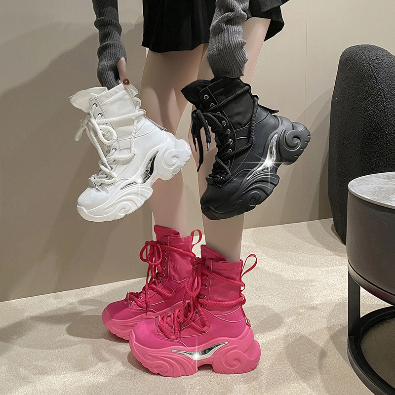 厚底商品 ボリューム厚底 レースアップブーツ