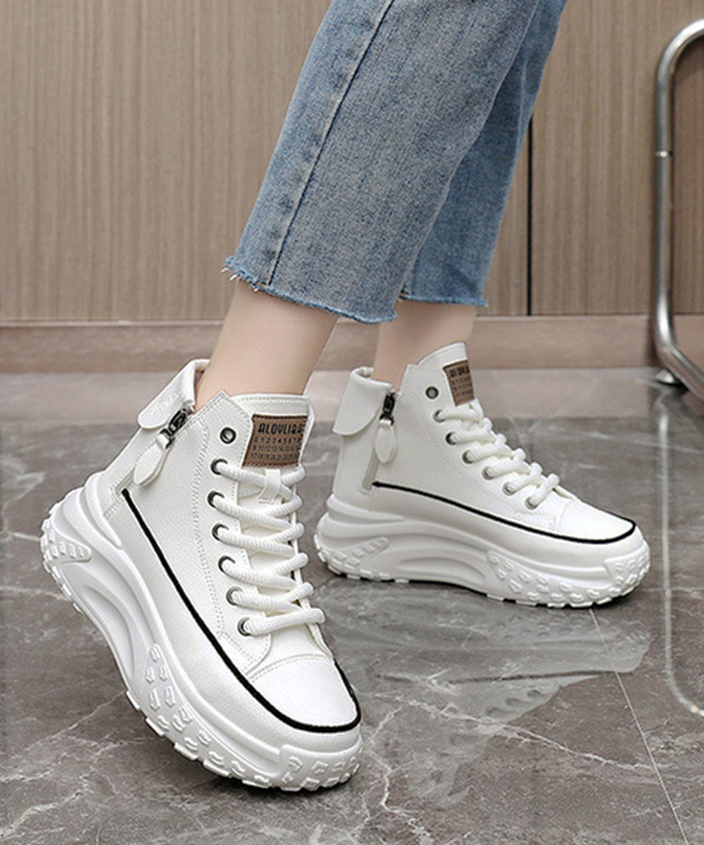 レディース ハイカット 厚底 紐付き スニーカー