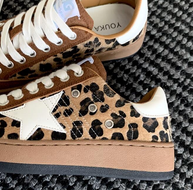秋冬レオパード柄厚底パンプス履きやすい運動靴