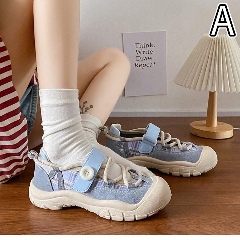 厚底スニーカー 面ファスナー式 ローカット 女性用靴
