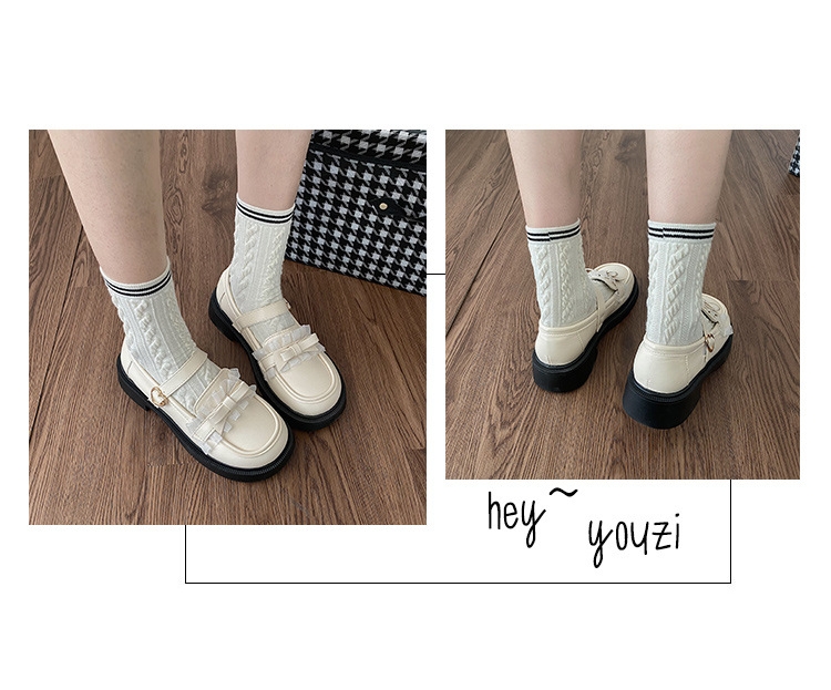 2024新作 厚底ローファー ストラップ付き 美脚効果 黒 ベージュ