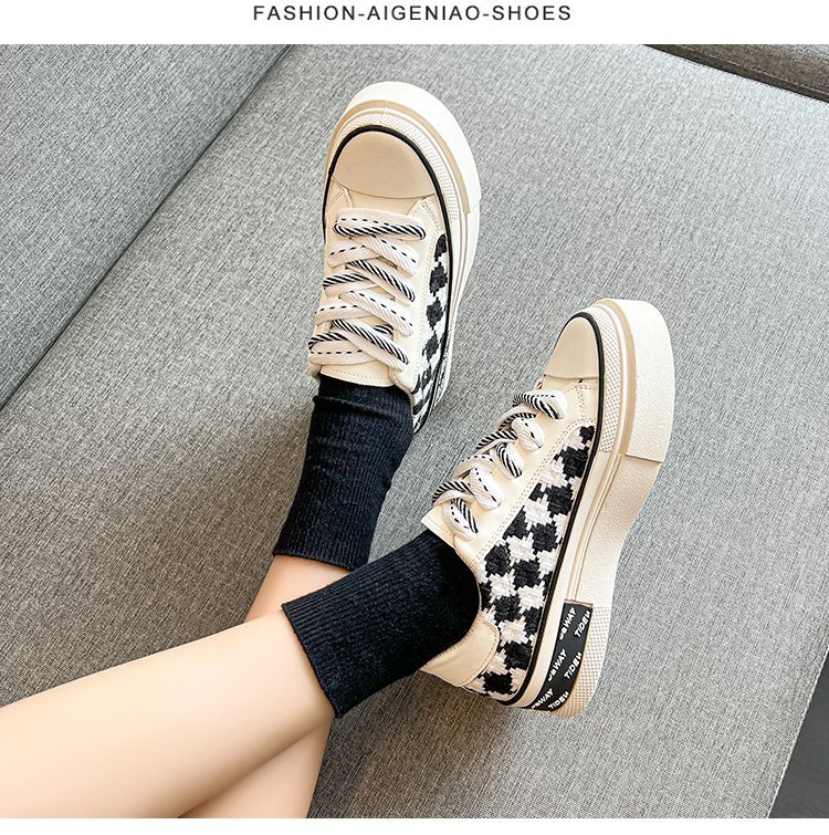 【ギンガムチェック×美脚スタイルアップ×韓国系】6.0cm厚底スニーカー